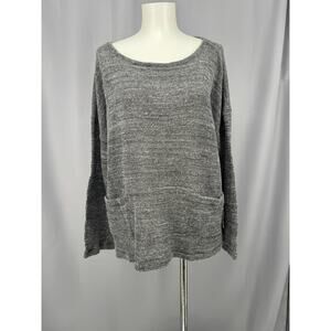 Eileen Fisher Sweater Womens Large Gray Knit Pullover Oversized Lagenlook Beach